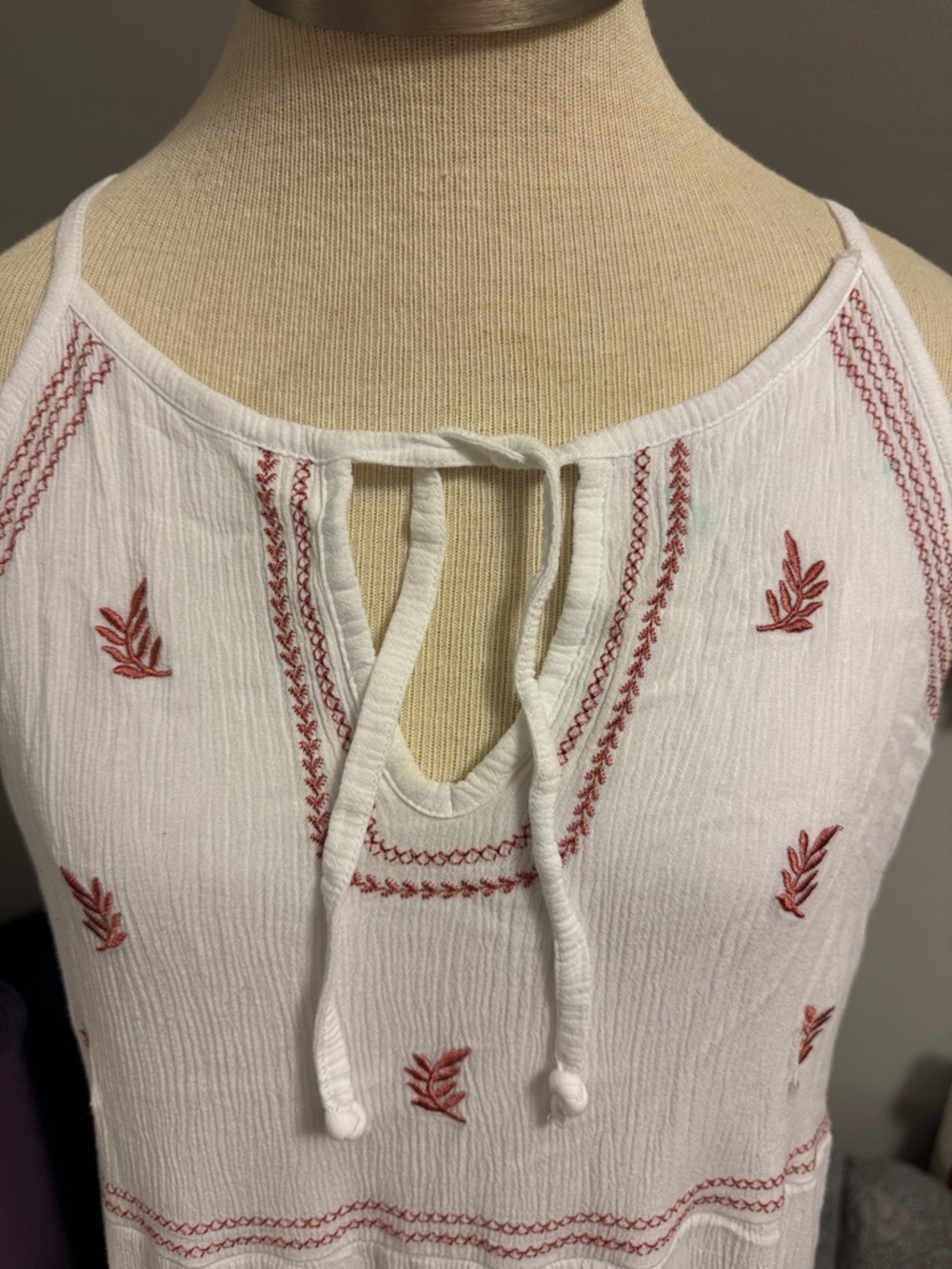 Maurices Cream Maxi Dress with Red Embroidery - Picture 3 of 9
